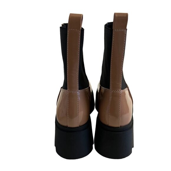 Open Edit Iris Neutral Glossy Academia Lug Sole Platform Chelsea Boot Si… - Picture 7 of 10